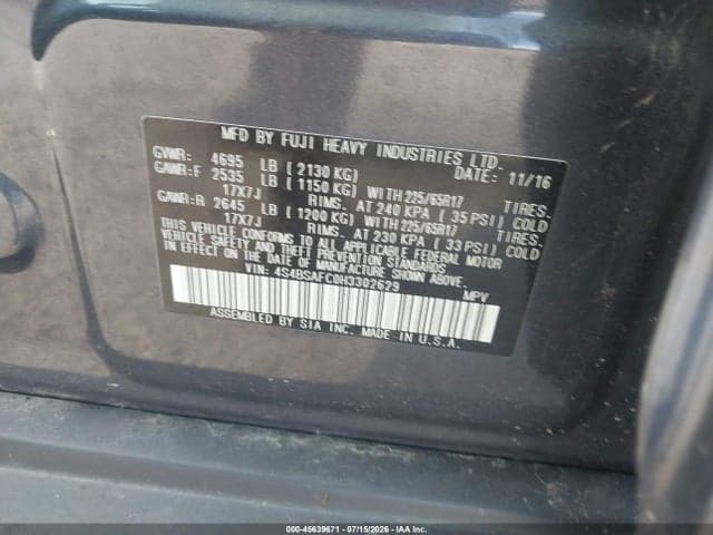 2017 SUBARU OUTBACK 2.5I PREMIUM 9