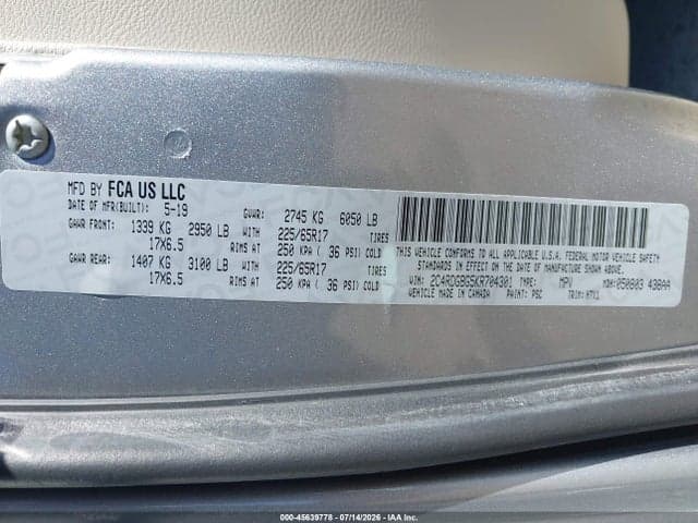 2019 DODGE GRAND CARAVAN SE 9