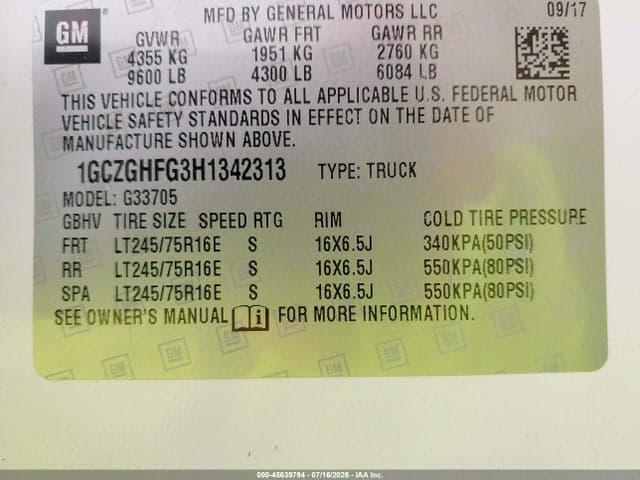 2017 CHEVROLET EXPRESS 3500 WORK VAN 9
