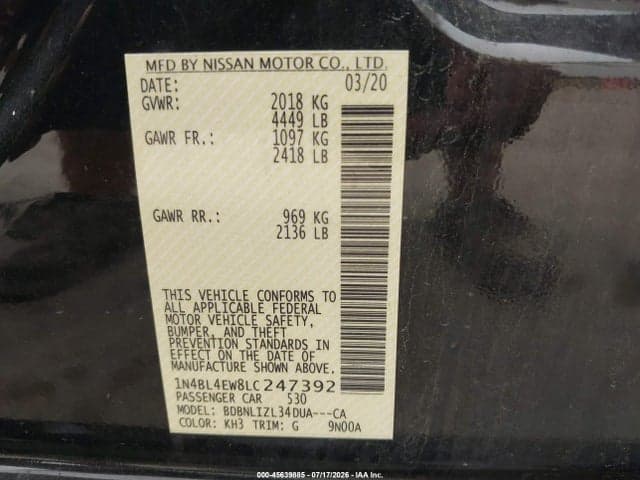 2020 NISSAN ALTIMA SL INTELLIGENT AWD 9