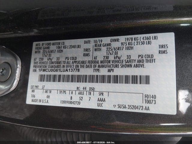 2020 FORD ESCAPE SE 9