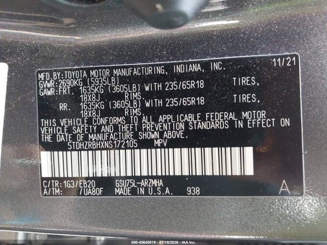 2022 TOYOTA HIGHLANDER XLE 9