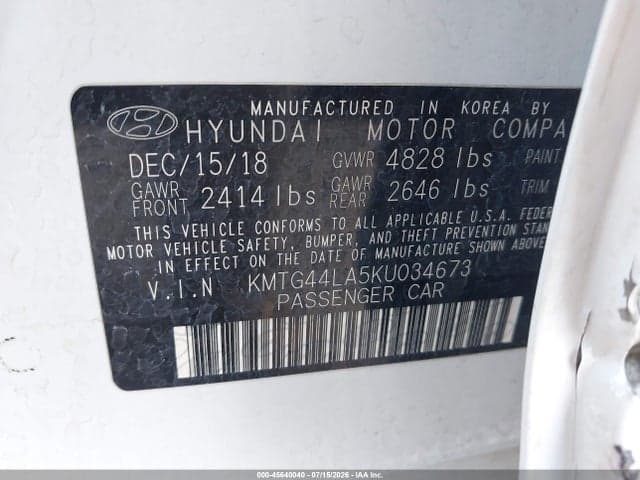 2019 GENESIS G70 2.0T ADVANCED 9