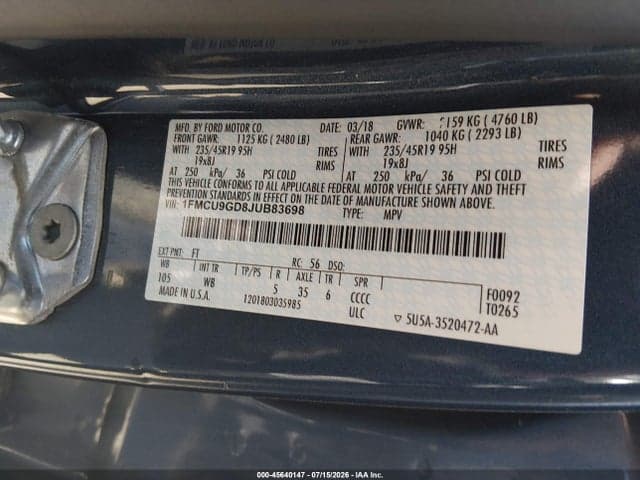 2018 FORD ESCAPE SE 9