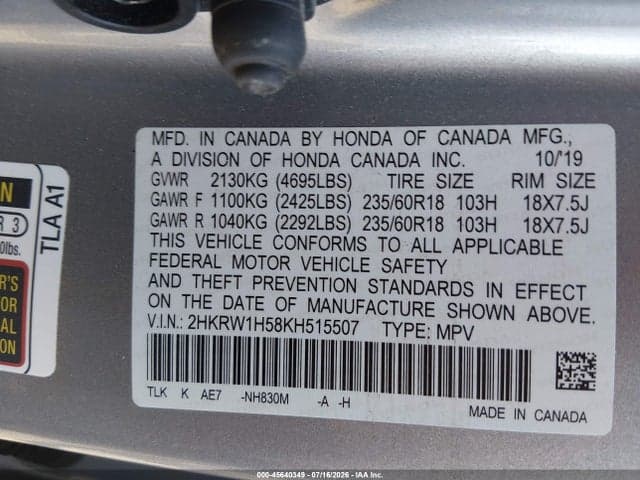 2019 HONDA CR-V EX 9