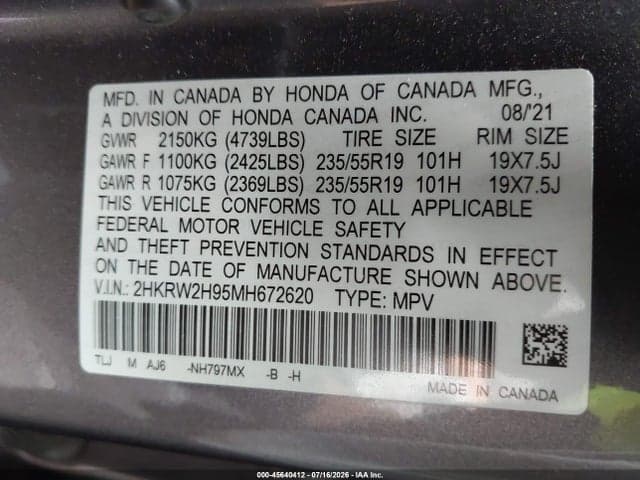 2021 HONDA CR-V AWD TOURING 9