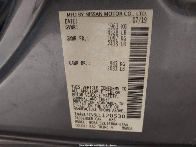 2020 NISSAN ALTIMA SR FWD 9