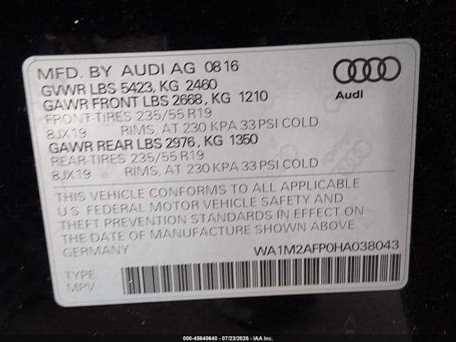 2017 AUDI Q5 2.0T PREMIUM 9