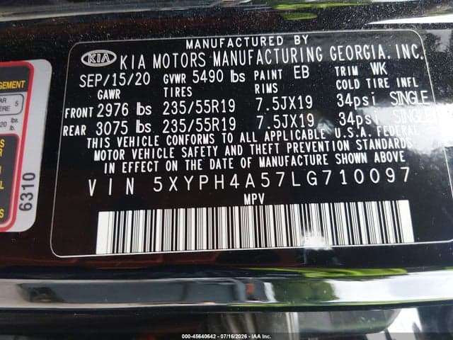 2020 KIA SORENTO 3.3L EX 9