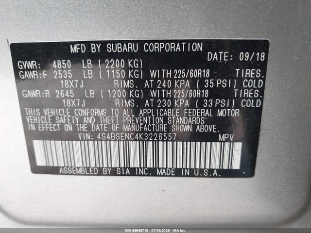 2019 SUBARU OUTBACK 3.6R LIMITED 9