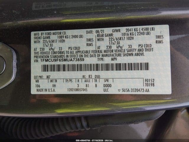 2021 FORD ESCAPE S 9