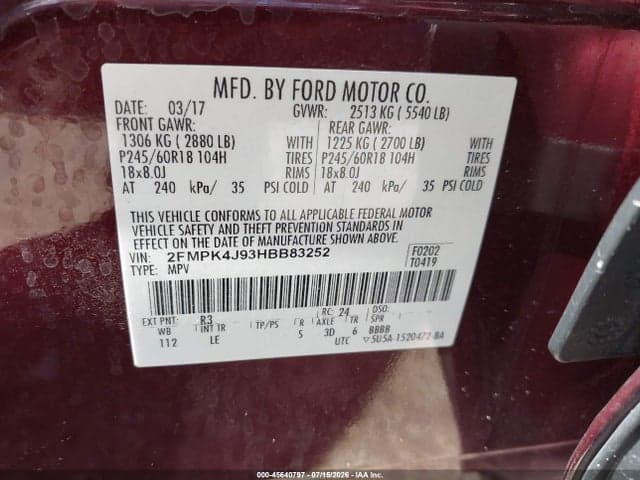 2017 FORD EDGE SEL 9