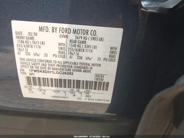 2020 FORD EXPLORER XLT 9