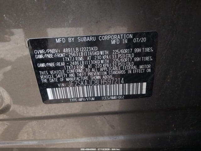 2020 SUBARU FORESTER PREMIUM 9