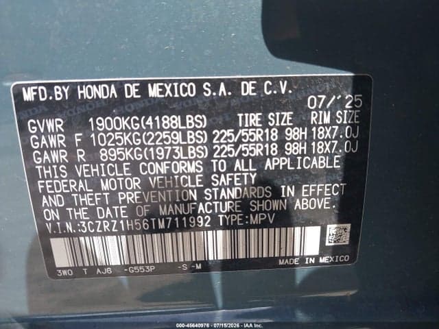 2026 HONDA HR-V 2WD SPORT 9