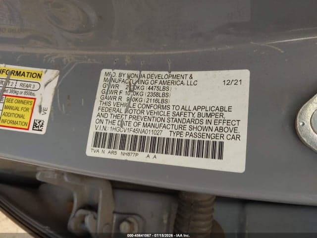 2022 HONDA ACCORD SPORT SPECIAL EDITION 9
