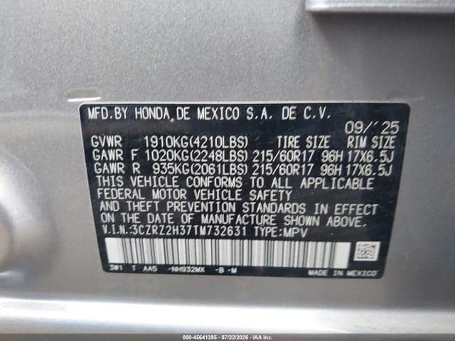 2026 HONDA HR-V AWD LX 9