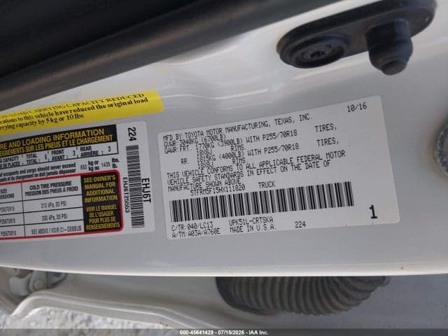 2017 TOYOTA TUNDRA SR 4.6L V8 9