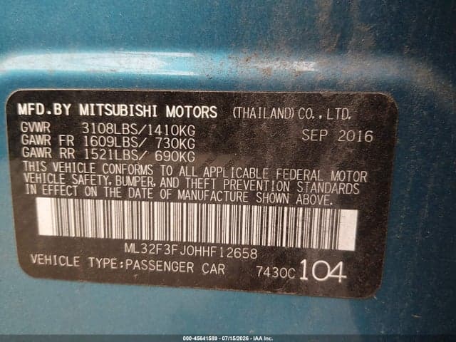 2017 MITSUBISHI MIRAGE G4 ES 9