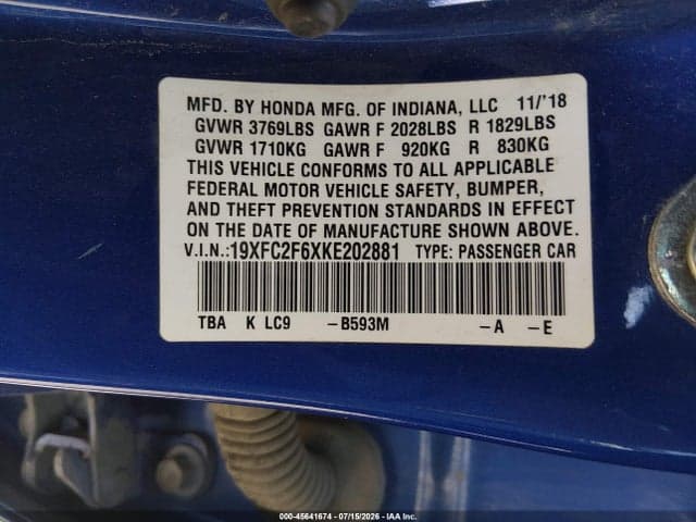 2019 HONDA CIVIC LX 9