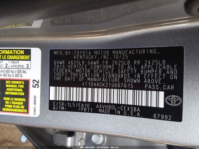 2026 TOYOTA CAMRY SE 9