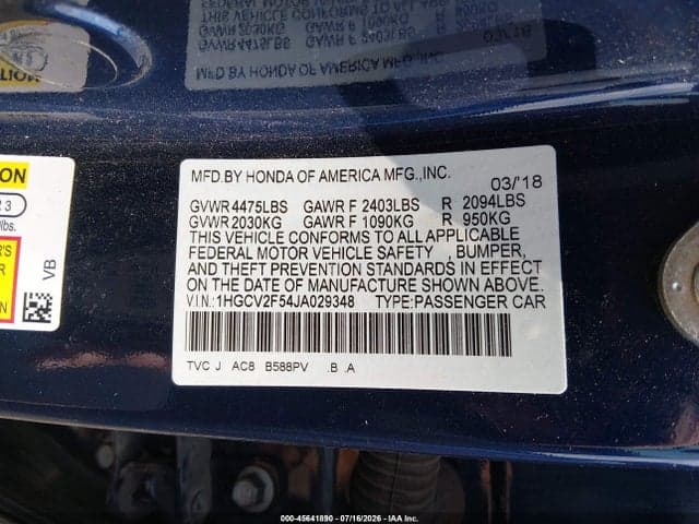 2018 HONDA ACCORD EX-L 2.0T 9