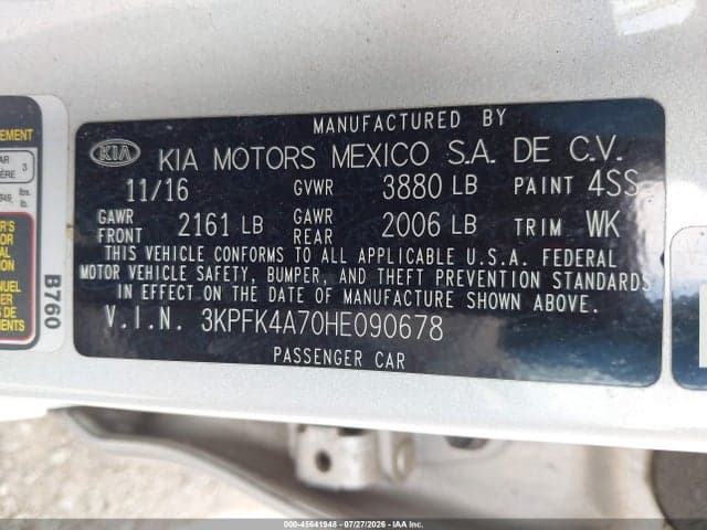 2017 KIA FORTE LX 9