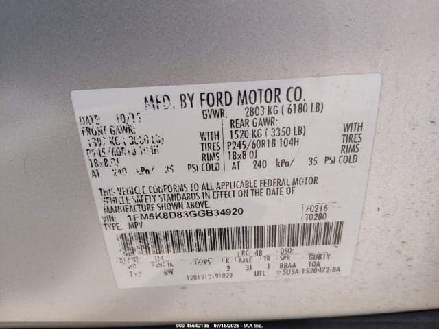 2016 FORD EXPLORER XLT 9
