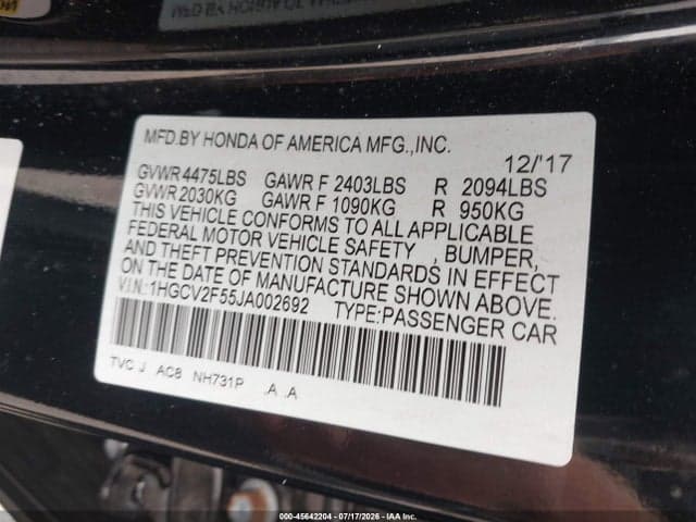 2018 HONDA ACCORD EX-L 2.0T 9
