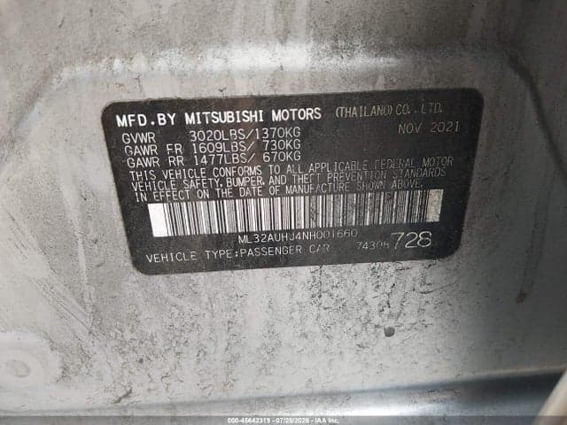 2022 MITSUBISHI MIRAGE ES 9