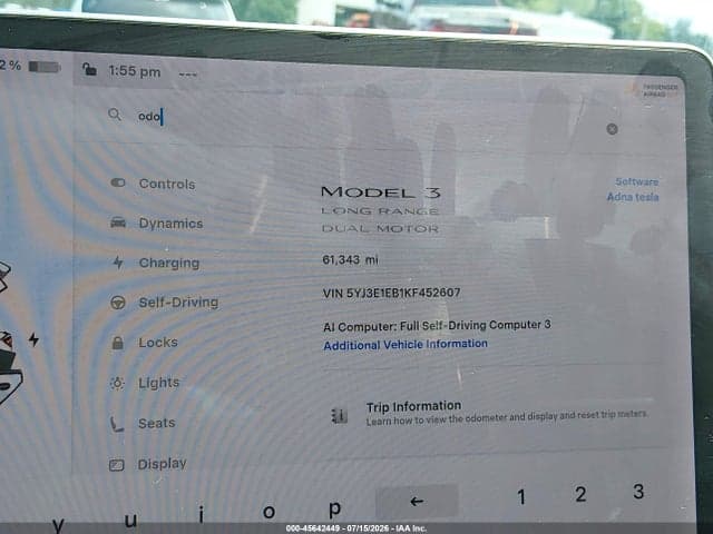 2019 TESLA MODEL 3 LONG RANGE/PERFORMANCE 7