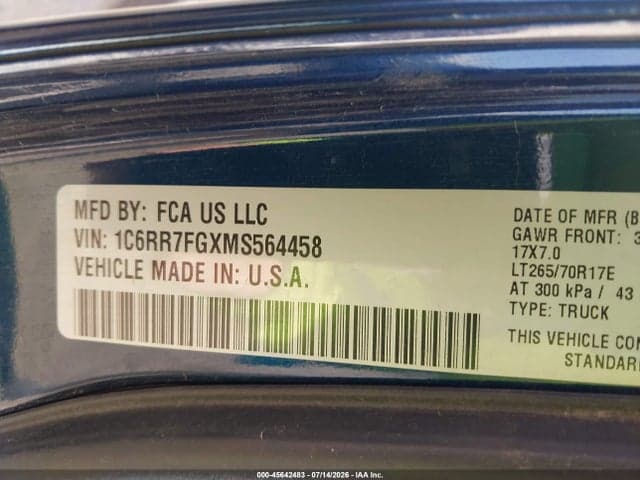 2021 RAM 1500 CLASSIC TRADESMAN 4X4 6'4 BOX 9