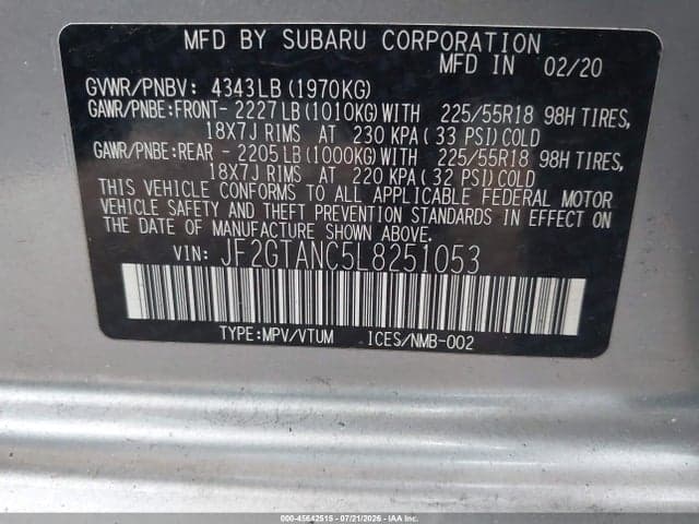 2020 SUBARU CROSSTREK LIMITED 9