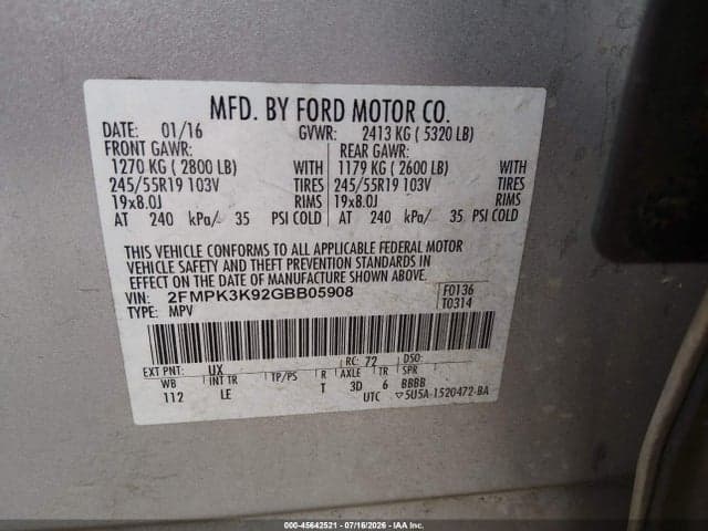 2016 FORD EDGE TITANIUM 9