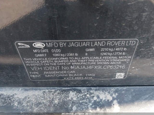 2020 JAGUAR XE S AWD AUTOMATIC 9