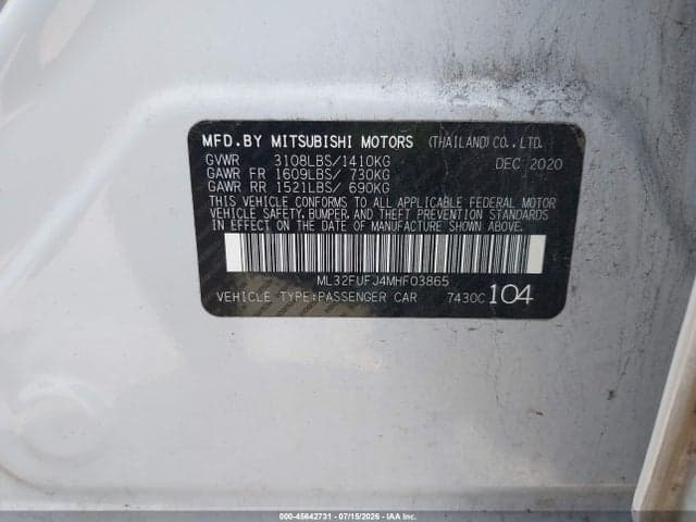 2021 MITSUBISHI MIRAGE G4 CARBONITE EDITION/ES/LE 9