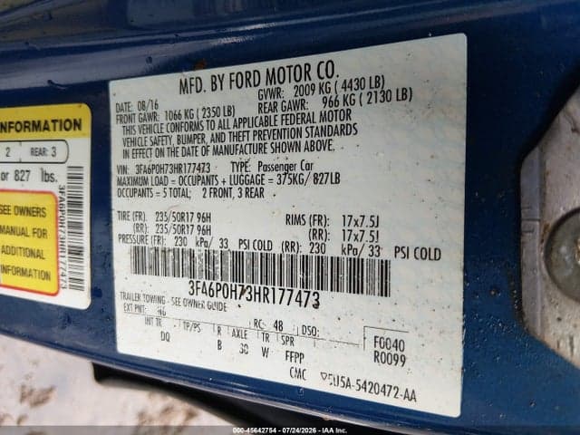 2017 FORD FUSION SE 9