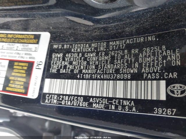 2017 TOYOTA CAMRY LE 9