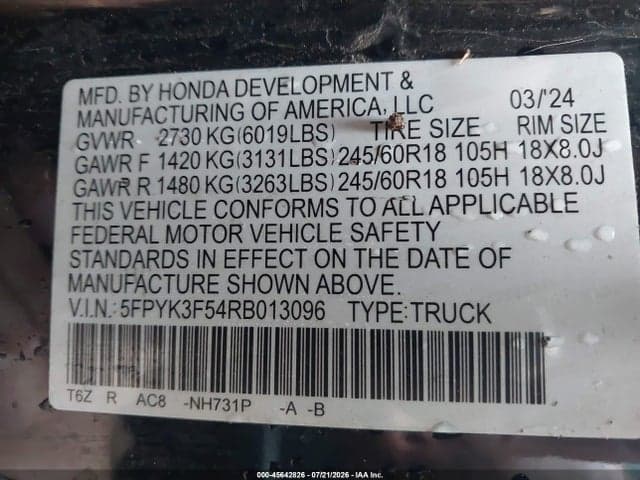 2024 HONDA RIDGELINE RTL 9