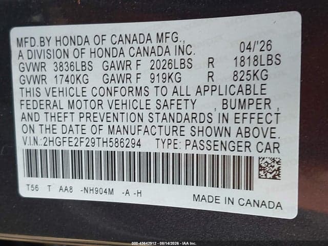 2026 HONDA CIVIC LX 9