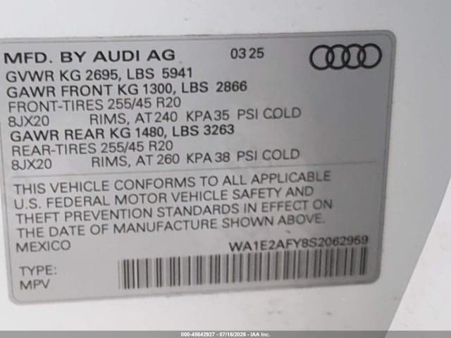 2025 AUDI Q5 PREMIUM PLUS 55 TFSI E S LINE QUATTRO S TRONIC 9