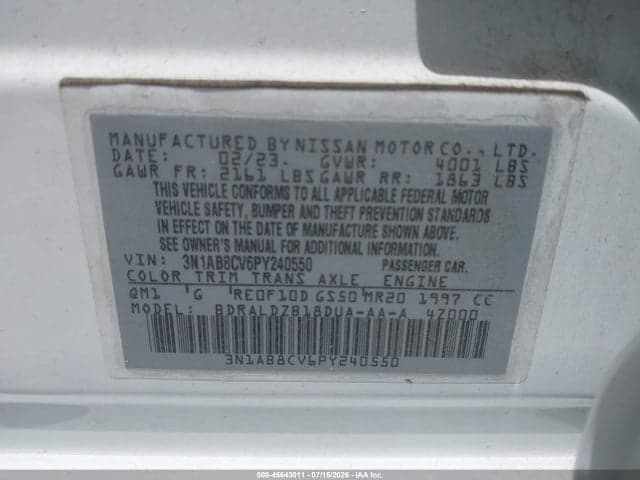 2023 NISSAN SENTRA SV XTRONIC CVT 9