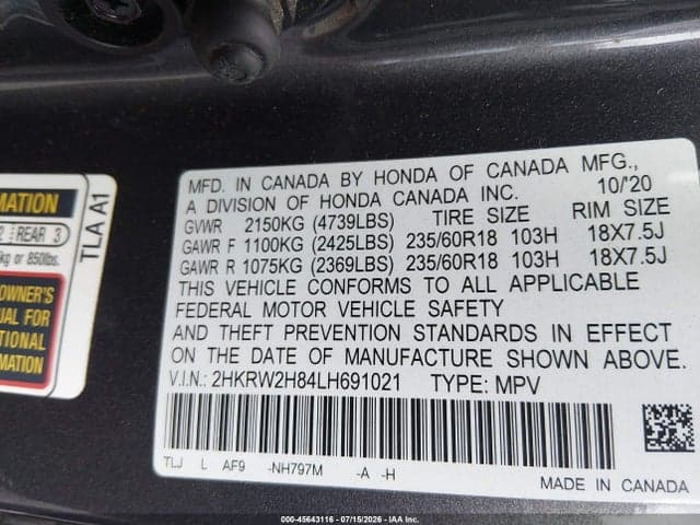 2020 HONDA CR-V AWD EX-L 9