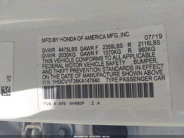2019 HONDA ACCORD SPORT 9