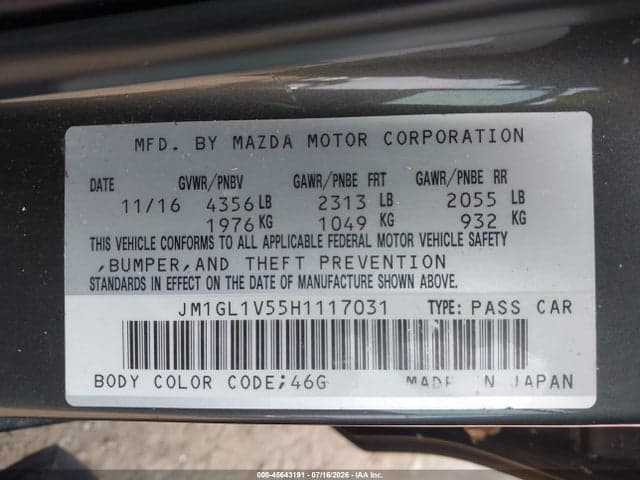 2017 MAZDA MAZDA6 TOURING 9