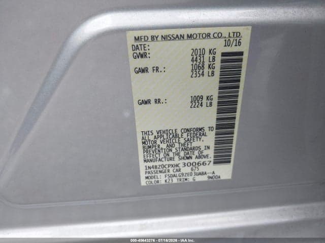 2017 NISSAN LEAF SL 9