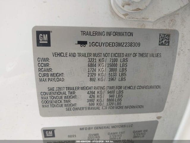 2021 CHEVROLET SILVERADO 1500 4WD SHORT BED LT 4