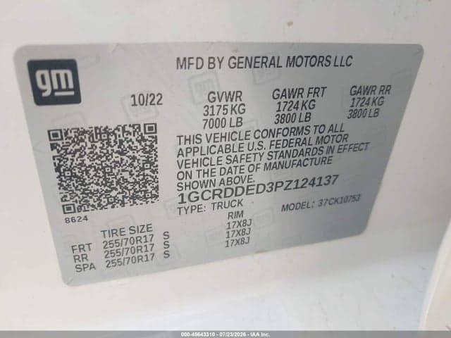 2023 CHEVROLET SILVERADO 1500 4WD STANDARD BED LT 9