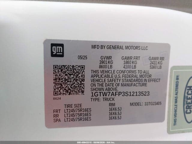 2025 GMC SAVANA CARGO RWD 2500 REGULAR WHEELBASE WORK VAN 9