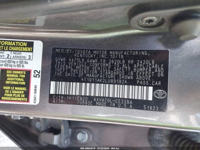 2020 TOYOTA CAMRY SE 9